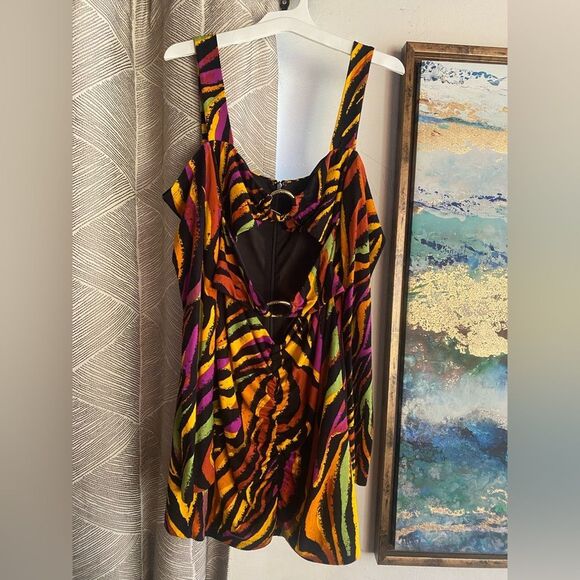 Dundas x Revolve Mini Dress Carmen Black Zebra Sz Small - Picture 4 of 14